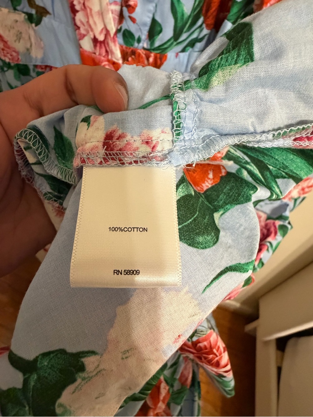 Gibson Latimer Light Blue Floral Wrap Midi Dress with Pink & Red Blooms - Picture 5 of 6
